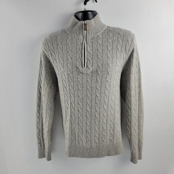 J.Crew 1/4 zip sweater mens gray wool pullover L 3362 - Picture 1 of 8